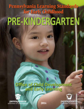 Pennsylvania Learning Standards For Early Childhood PRE-KINDERGARTEN