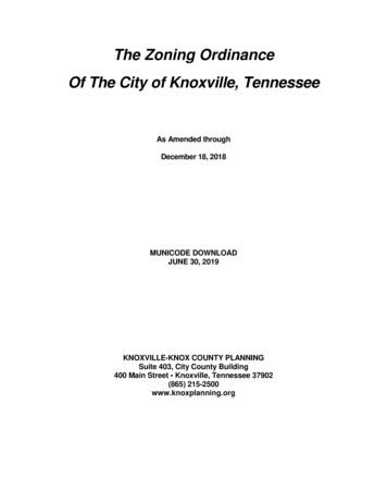The Zoning Ordinance Of The City Of Knoxville, Tennessee