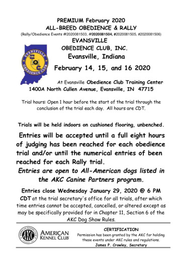 (Rally/Obedience Events # 2020081504, # EVANSVILLE OBEDIENCE CLUB, INC .