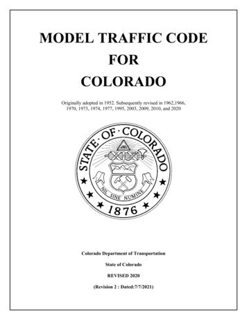 Model Traffic Code For Colorado