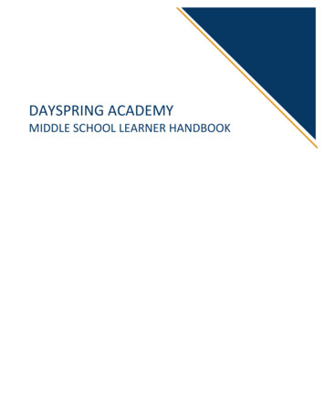 2021-2022 Middle School Learner Handbook - Dayspring.academy