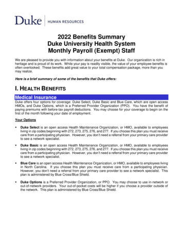 2022 Benefits Summary Duke University Health System Monthly Payroll .