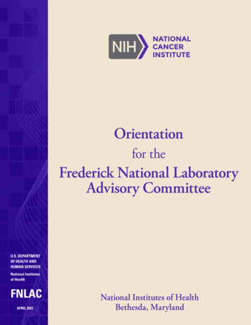 Orientation For The Frederick National Laboratory Advisory Committee