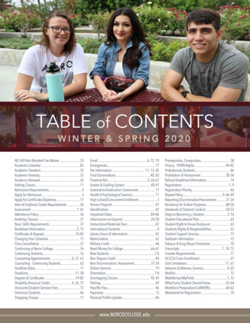 TABLE CONTENTS - Norco College