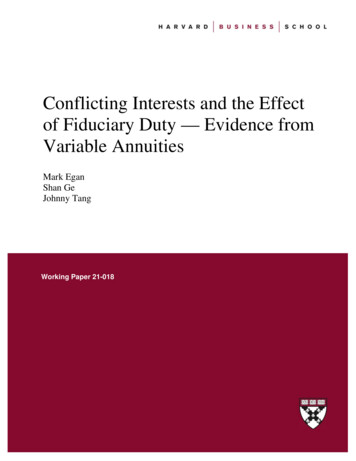 Conflicting Interests And The Effect Of Fiduciary Duty — Evidence From .