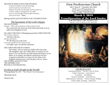 PRAYER OF DEDICATION FOR OFFERING First Presbyterian Church