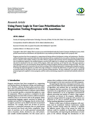 Research Article Using Fuzzy Logic In Test Case Prioritization For .