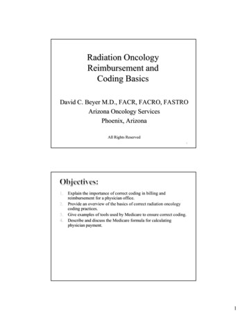 Radiation Oncology Reimbursement And Codi Iding Basics - AAPC