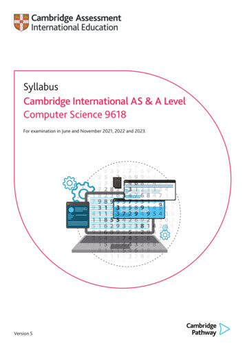 Syllabus Cambridge International AS & A Level Computer Science 9618