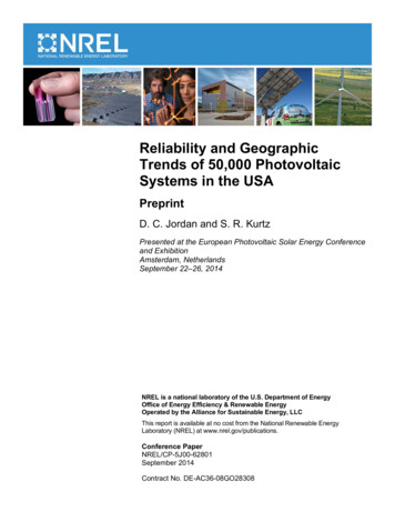 Reliability And Geographic Trends Of 50,000 Photovoltaic .