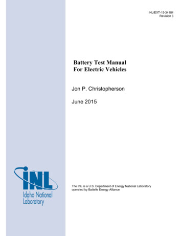 Battery Test Manual For Electric Vehicles