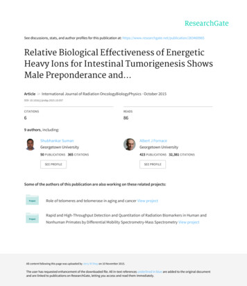 Relative Biological Effectiveness Of Energetic Heavy Ions For .