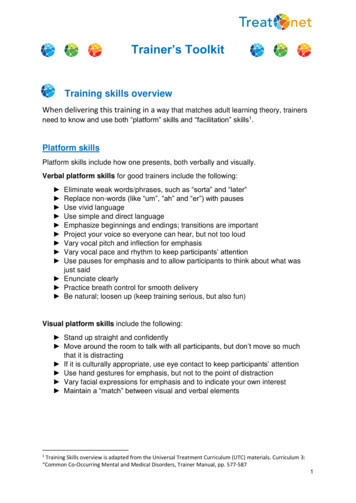 Trainer's Toolkit - United Nations Office On Drugs And Crime