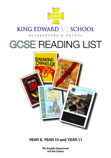 GCSE READING LIST - King Edward VI School, Stratford-upon-Avon