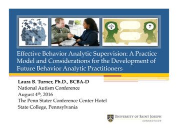 Effective Behavior Analytic Supervision: A Practice Model .