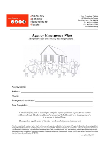 Agency Emergency Plan - Office Of The Controller