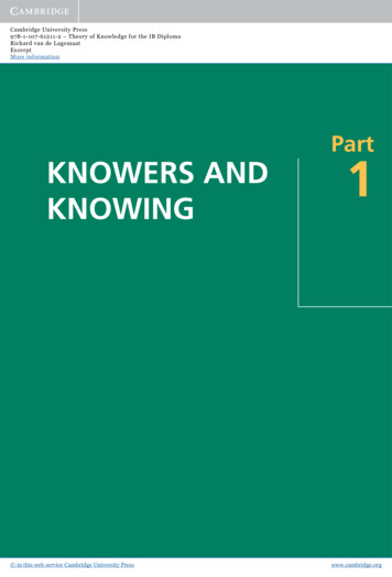 Part KNOWERS AND KNOWING