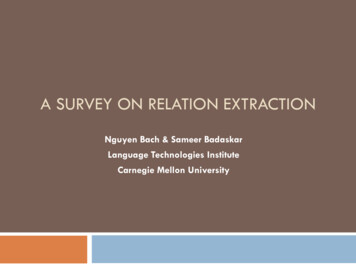 A Survey On Relation Extraction - Carnegie Mellon University