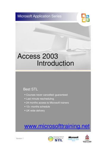 Access 2003 Introduction