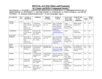 ACCESS Clinics And Programs Contact Information By County And KDA .