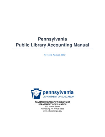Pennsylvania Public Library Accounting Manual
