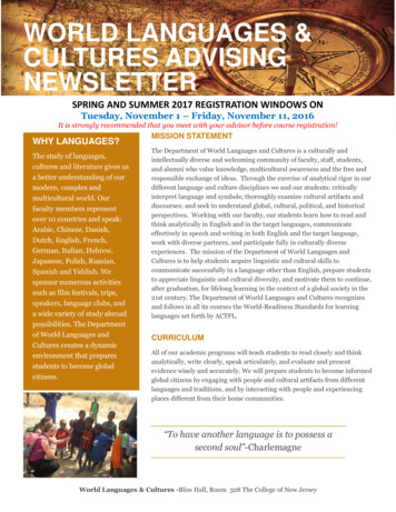 WORLD LANGUAGES & CULTURES ADVISING NEWSLETTER - The College Of New Jersey