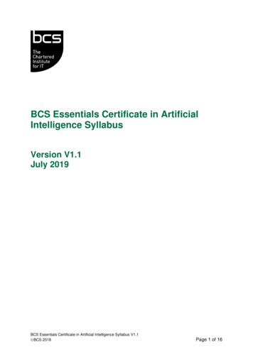 BCS Essentials Certificate In Artificial Intelligence Syllabus