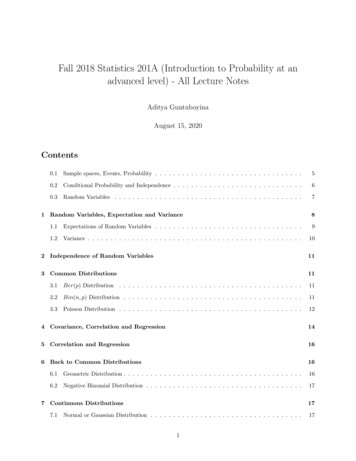 Fall 2018 Statistics 201A (Introduction To Probability At An Advanced .