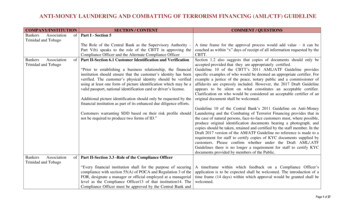 Anti-money Laundering And Combatting Of Terrorism Financing (Aml/Ctf .