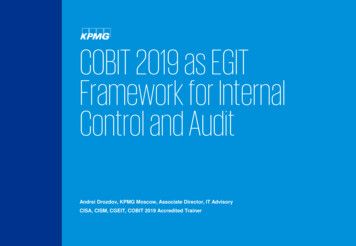 COBIT 2019 As EGIT Framework For Internal Control And Audit