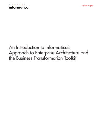An Introduction To Informatica's Approach To Enterprise Architecture .