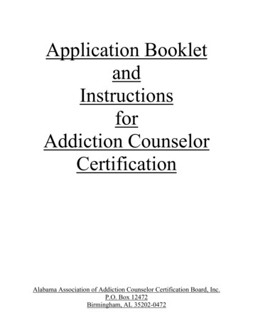 Application Booklet And Instructions For Addiction Counselor Certification