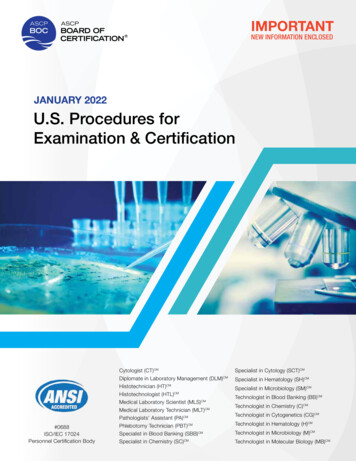 JANUARY 2022 U.S. Procedures For Examination & Certification - ASCP