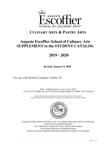 2019 - 2020 - Auguste Escoffier School Of Culinary Arts