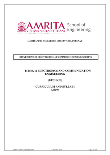B.Tech. In ELECTRONICS AND COMMUNICATION ENGINEERING (BTC-ECE .