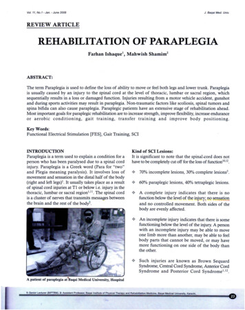REHABILITATION OF PARAPLEGIA - World Health Organization