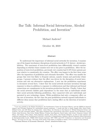 Bar Talk: Informal Social Interactions, Alcohol . - Yale University