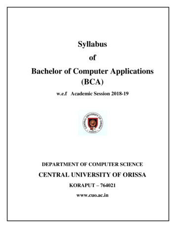 Syllabus Of Bachelor Of Computer Applications (BCA)