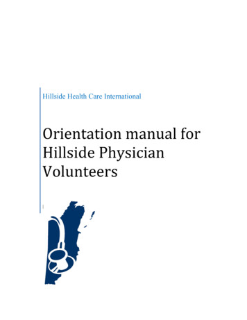 Orientation!manual!for!! Hillside!Physician Volunteers!