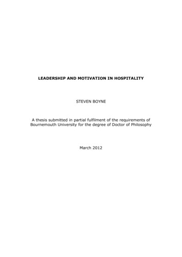 Leadership And Motivation In Hospitality
