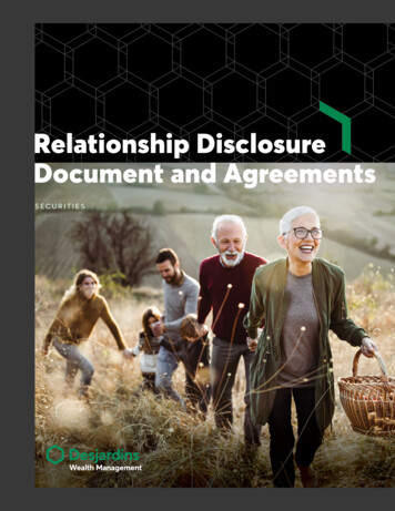 Relationship Disclosure Document And Agreements - Desjardins