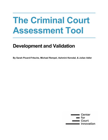 The Criminal Court Assessment Tool - Center For Court Innovation