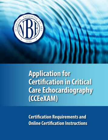 Application For Certification In Critical Care Echocardiography (CCEeXAM)