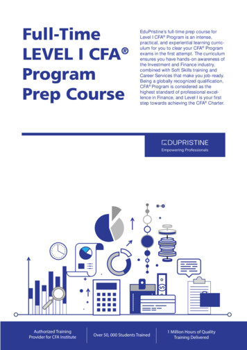 Full-Time LEVEL I CFA Program Prep Course CFA