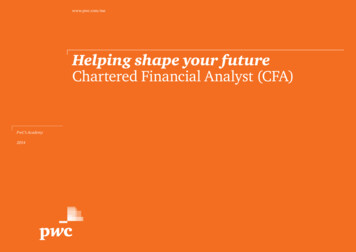 Helping Shape Your Future Chartered Financial Analyst (CFA) - PwC