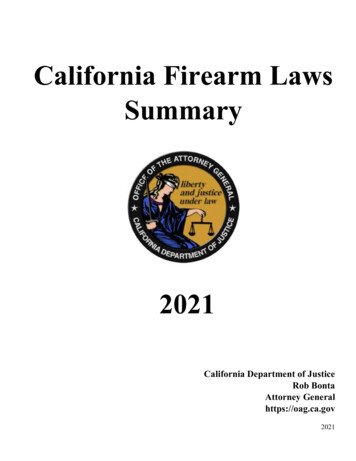 2021 California Firearms Laws Summary