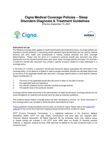 Cigna Sleep Disorders Diagnosis And Treatment Guidelines