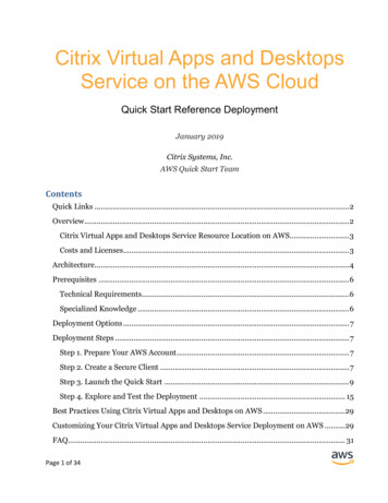 Citrix Virtual Apps And Desktops Service On The AWS Cloud
