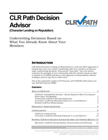 CLR Path Decision Advisor - CU*Answers