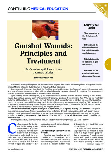 Gunshot Wounds: Principles And Treatment - Podiatry M